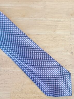 Mark Pomerantz SEVEN FOLD Men's Pink and Blue Micro-Check Silk *PRINT* Tie
